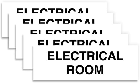 All Quality Basic Electrical Room Sign | Durable Construction | Building Safety - White - Large (5 Pack)