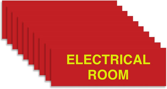 All Quality Basic Electrical Room Sign | Durable Construction | Building Safety - Red/Yellow - Large (10 Pack)