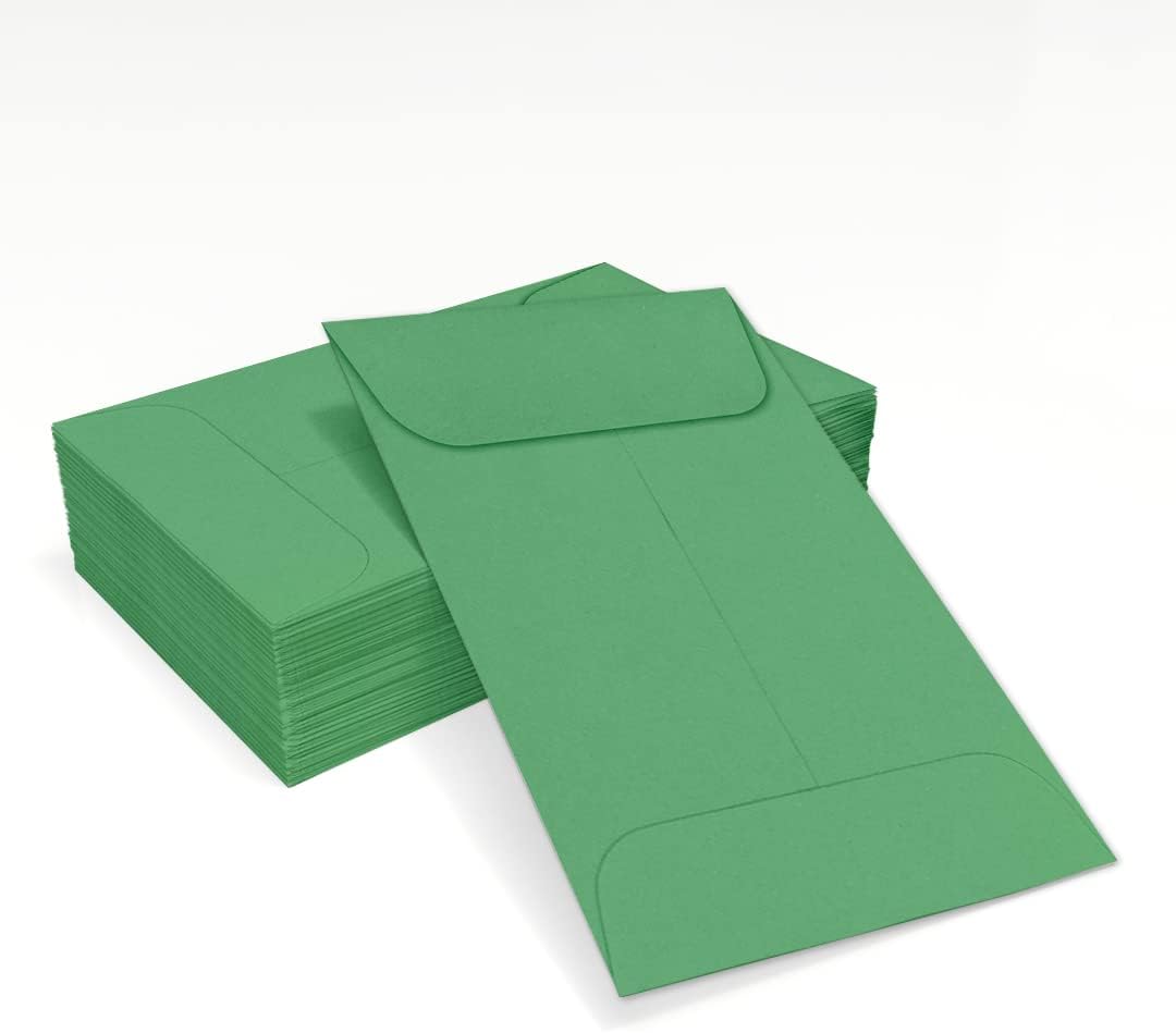 LUXPaper #1 Coin Envelopes | 2 1/4" x 3 1/2" | Holiday Green | 80lb. Text | 50 Qty