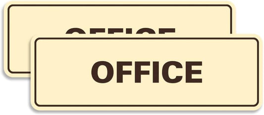 Signs ByLITA Standard Office Sign - Professional Business Signage - Easy to Install (Ivory/Dark Brown) - Small 2 Pack