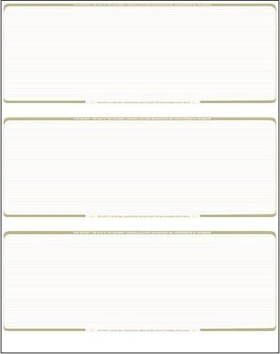 Business Voucher Check Stock - Computer Laser Checks - 3 Checks Per Page, 1000 Sheets/3000 Checks, Gold Pinstripe