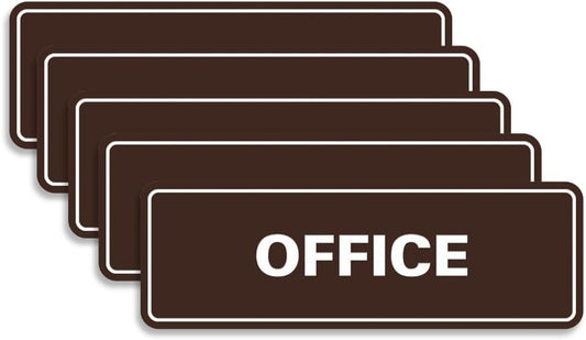Signs ByLITA Standard Office Sign - Professional Business Signage - Easy to Install (Dark Brown) - Small 5 Pack
