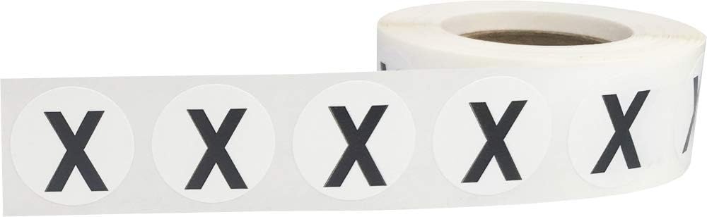 Letter X Inventory Labels .75 Inch Round Circle Dots 500 Adhesive Stickers