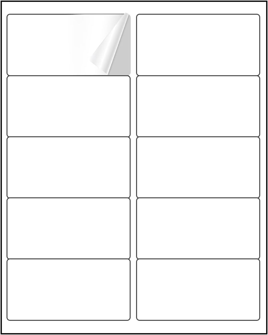 2” x 4” Shipping Labels 5000 Address Labels Printable, White Sticker Label Sheets for Laser Inkjet Printers (10 Labels/Sheet, 500 Sheets)