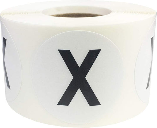 Letter X Inventory Labels 1.5 inch Round Circle Dots 500 Adhesive Stickers