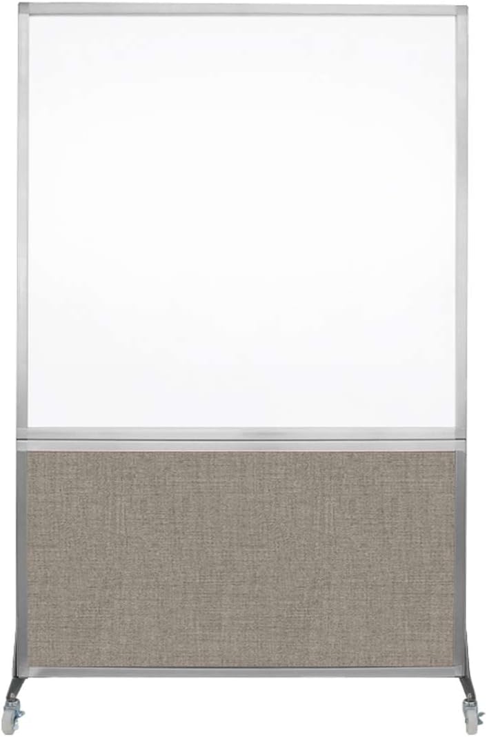 DivideWrite Mobile Whiteboard | Double Sided Dry Erase Board | Portable Office Cubicle Partition | Display for Classrooms, Conference Rooms, Meeting Areas and More | Warm Pebble 4' Wide x 6' Tall