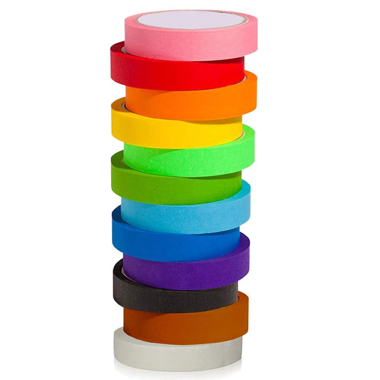 12 Rolls Colored Masking Tape, 720 Feet x 1 Inch Masking Tape,Vibrant Colorful Painters Tape, Graphic Artist Craft Tape Roll, Classroom Home Decorations