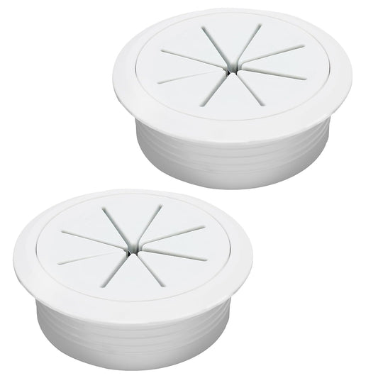 Desk Grommet 2-1/16" (53 mm), Desk Hole Cover for Cables White, Cable Grommet ABS Plastic, Desk Hole Grommet for Office and Home Table Cable, Detachable & Flexible Cable Cord Organizer-2 Pcs
