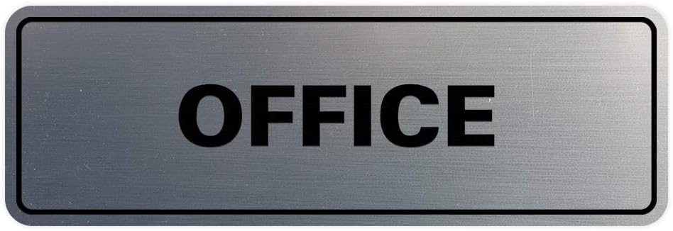 Signs ByLITA Standard Office Sign - Professional Business Signage - Easy to Install (Brushed Silver) - Small 1 Pack