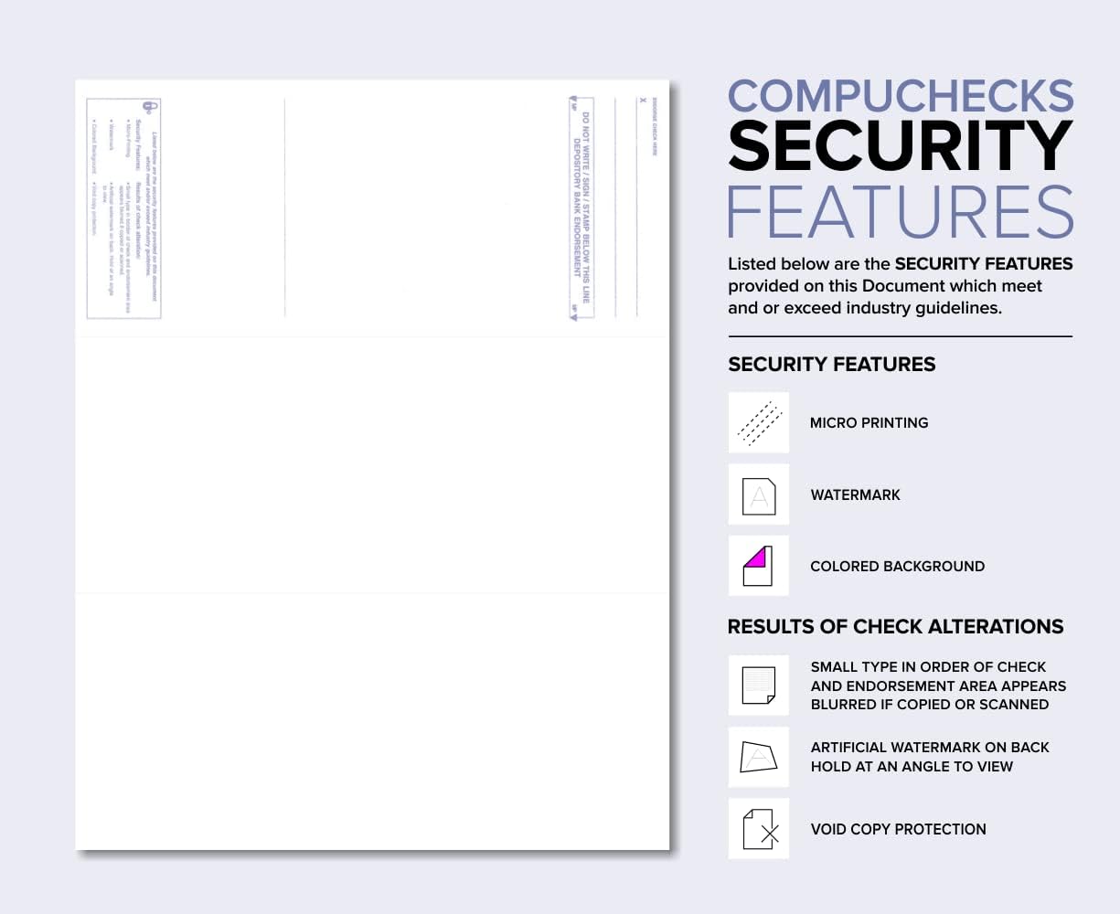 Business Voucher Check Stock - 2500 Sheets, Check on Top, Blue Marble