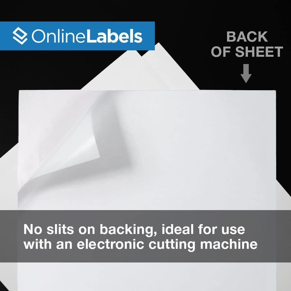 Waterproof Sticker Paper, 250 Sheets, White Matte Vinyl-Like, 8.5" x 11" Full Sheet Label, Works with Inkjet Printers Only, Compatible with Electronic Cutting Machines, OL177WJ, OnlineLabels