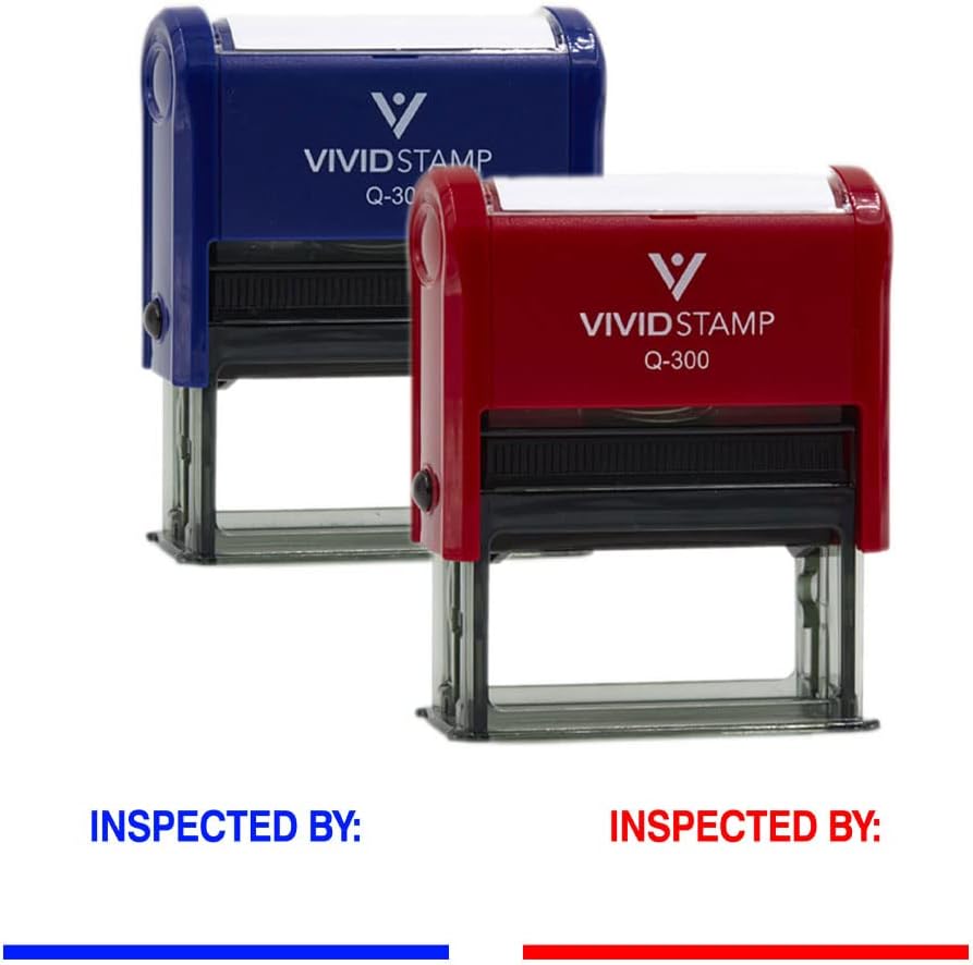 Vivid Stamp Inspected by____ Business Self-Inking Rubber Stamps (Black Ink) - Q-200