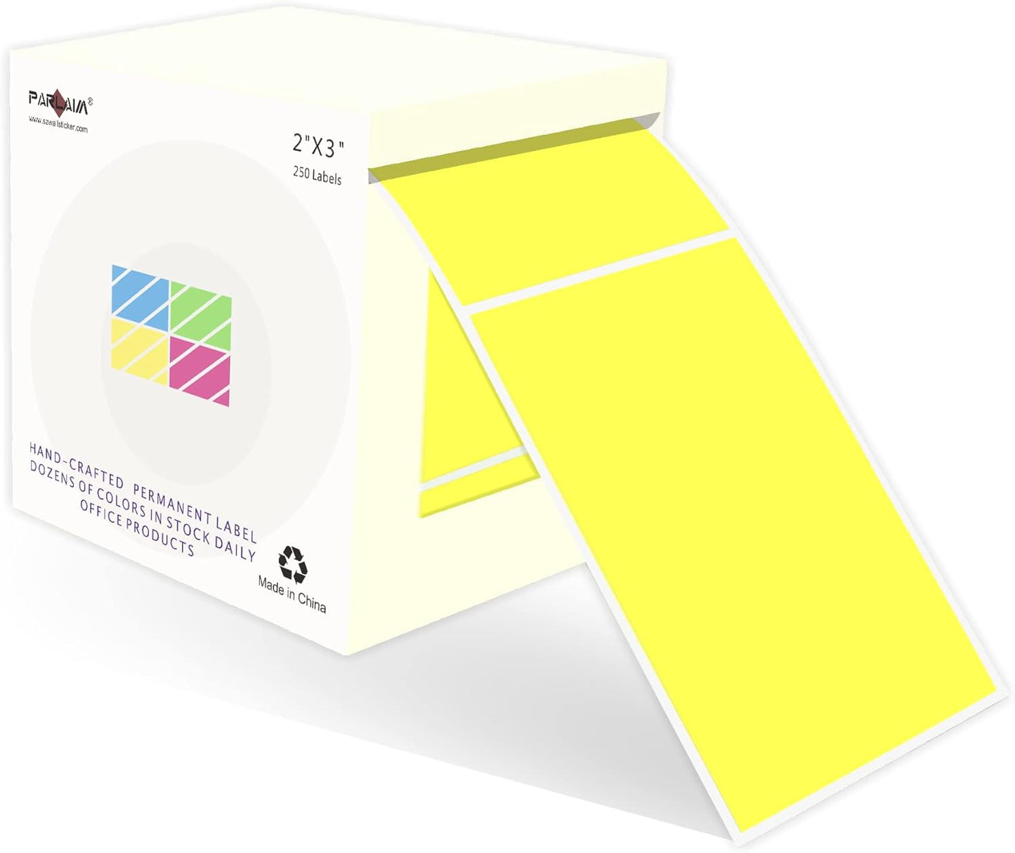 PARLAIM 2 X 3 Inch 250 Per Roll Rectangle Inventory Color Coding Labels, Roll Square Label Inventory Stickers(Fluorescent Yellow)