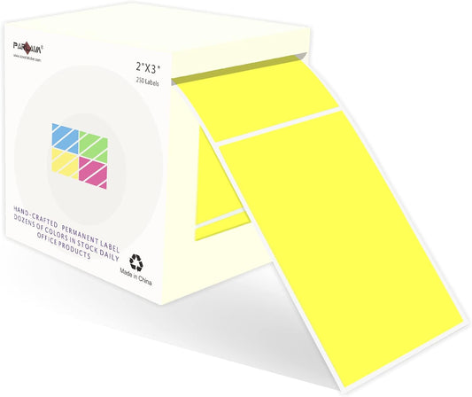 PARLAIM 2 X 3 Inch 250 Per Roll Rectangle Inventory Color Coding Labels, Roll Square Label Inventory Stickers(Fluorescent Yellow)