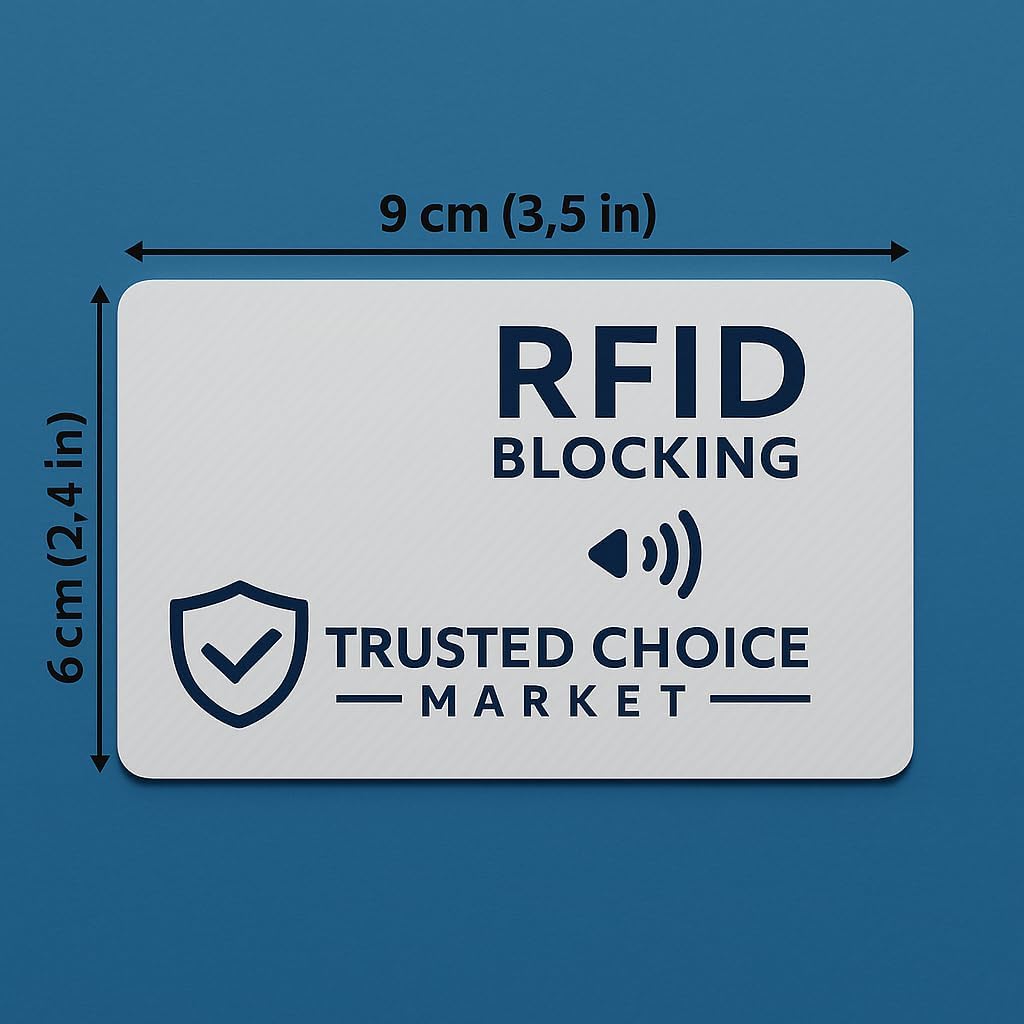 RFID Blocking Cards 6-Pack – NFC Contactless Protection for Credit, Debit, ID, ATM Cards & Passport – Slim Anti-Theft Card Blocker for Wallet & Purse (Grey)