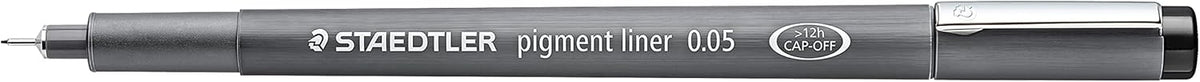 STAEDTLER Pigment Liner Pack, Black, 6 Pens, Assorted Line Widths, 0.05mm, 0.1mm, 0.2mm, 0.3mm, 0.5mm, 0.8mm