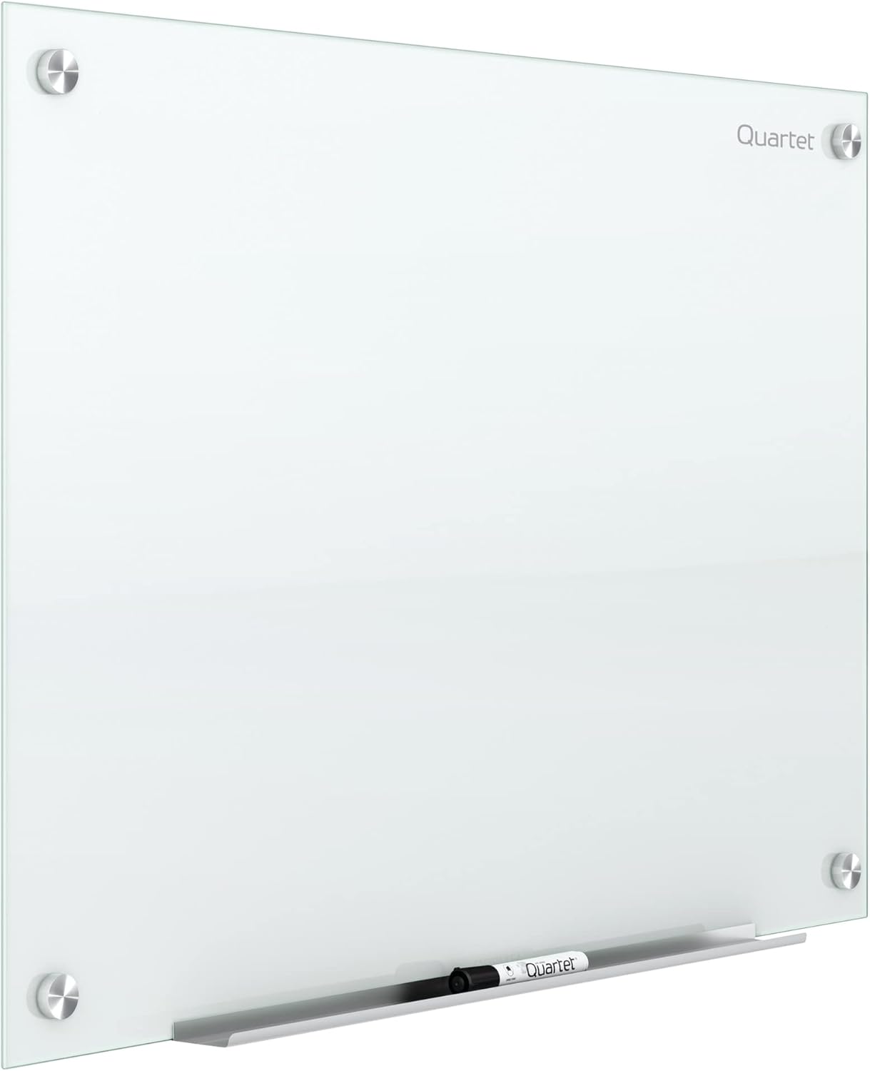 Quartet Glass Whiteboard, Non-Magnetic Dry Erase White Board, 3' x 2', Includes Accessory Tray, 1 Marker and 2 Glass Board Magnets, White Surface, Infinity (G3624NMW)
