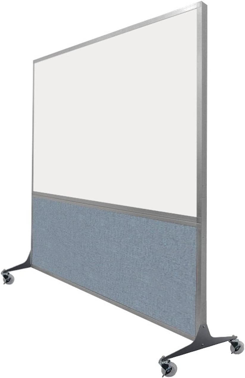 DivideWrite Mobile Whiteboard | Double Sided Dry Erase Board | Portable Office Cubicle Partition | Display for Classrooms, Conference Rooms, Meeting Areas and More | Ocean Fabric 6' Wide X 6' Tall