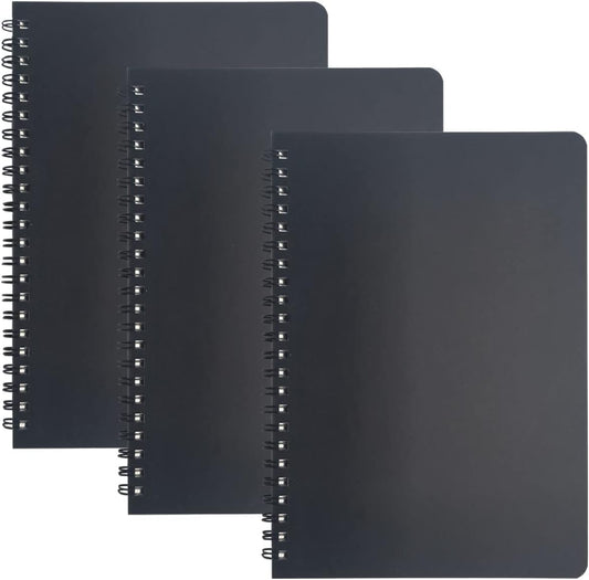 Spiral Notebook, Black Spiral Journal Notebook, 3Pack Lined Paper Wirebound Notebook, 6” x 8.2”