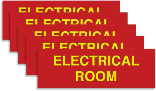 All Quality Basic Electrical Room Sign | Durable Construction | Building Safety - Red/Yellow - Medium (5 Pack)