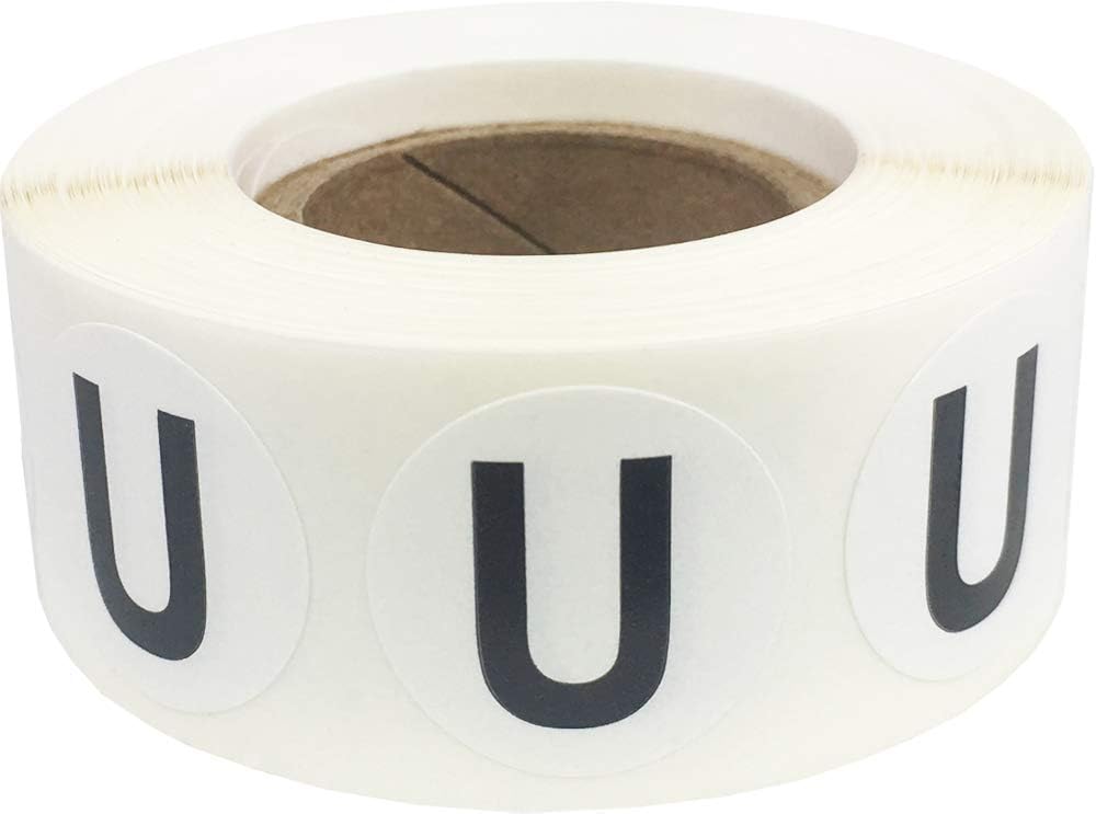 Letter U Inventory Labels .75 Inch Round Circle Dots 500 Adhesive Stickers