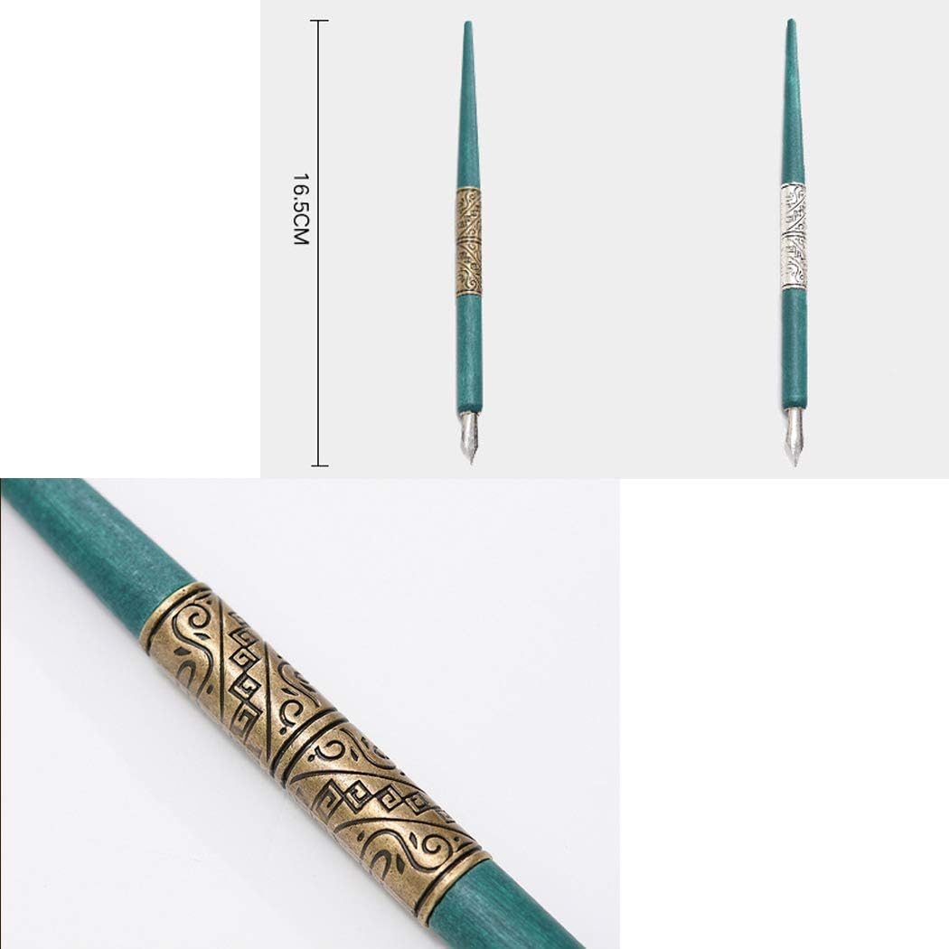 Professional Manga Gothic Pen Dip Pen Calligraphy Drawing Pen Kit, 2 Pen Holders Handles, 7 Nibs (2 Fountain Pen Nib, 5 Flat Nib) - Silver and Bronze