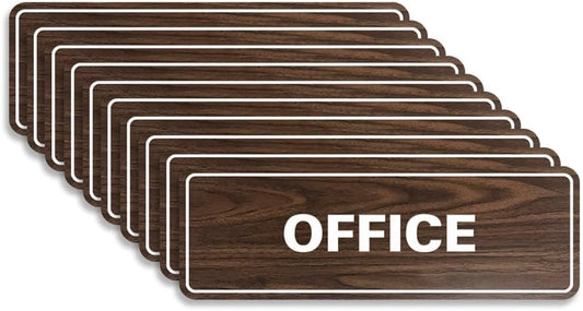 Signs ByLITA Standard Office Sign - Professional Business Signage - Easy to Install (Walnut) - Small 10 Pack