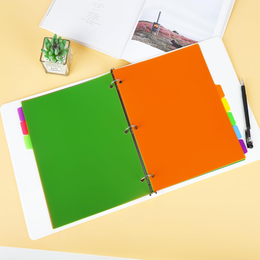Binder Dividers for 3 Ring Binder, 8 Tab Set, Durable Plastic Tabs with Tabs, Customizable with 42 Labels, Assorted Colors for Office, School, Letter Size