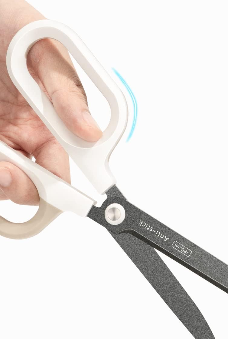 Titanium Non-Stick Scissors, Professional Stainless Steel Comfort Grip, All-Purpose, Straight Office Craft Scissors for DIY art and craft White