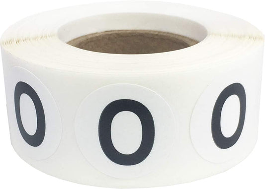 Letter O Inventory Labels .75 Inch Round Circle Dots 500 Adhesive Stickers