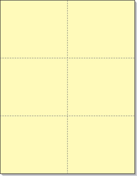 NextDayLabels - Pack of 8-1/2" x 11" Laser Printer Blank Perforated Cards 6 up per Page (Canary, 300 Cards)