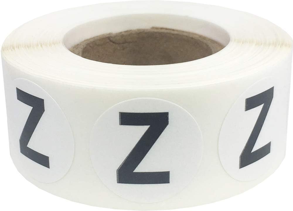 Letter Z Inventory Labels .75 Inch Round Circle Dots 500 Adhesive Stickers