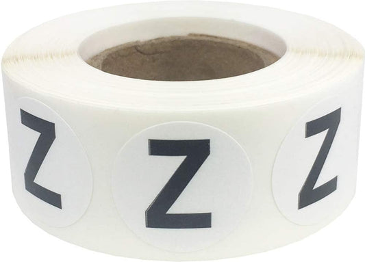 Letter Z Inventory Labels .75 Inch Round Circle Dots 500 Adhesive Stickers