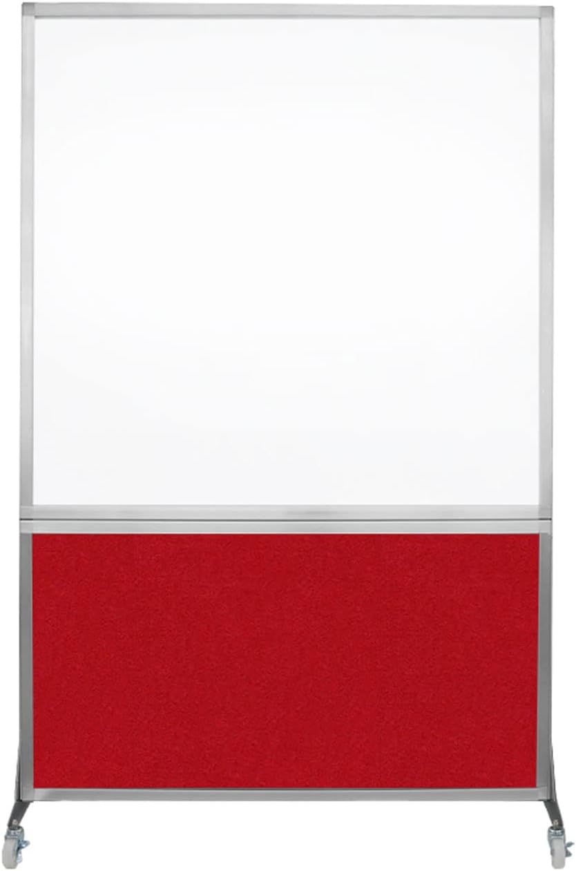 DivideWrite Mobile Whiteboard | Double Sided Dry Erase Board | Portable Office Cubicle Partition | Display for Classrooms, Conference Rooms, Meeting Areas and More | Red Fabric 4' Wide X 6' Tall