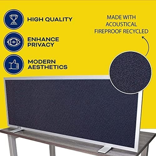 OBEX Acoustical Free Standing Privacy Screen, Cubicle Accessories Desk Privacy Panel, Desk Dividers for Office, Office Furniture Partitions Portable Sound Proof Dividers, 24" x 60", Slate