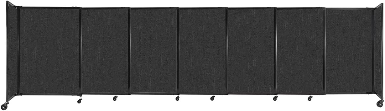 Versare Straightwall Sliding Portable Wall Partition | Freestanding Office Dividers | Locking Wheels | Temporary Room Separator | 15'6'' Wide x 4' Tall Black Fabric Panels