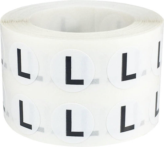 Alphabet Letters L Stickers for Arts and Crafts, Semi-Gloss Paper with Strong Adhesive, Ideal for Inventory Organization, and Filing, 1/2 Inch Round, 1000 Labels per Roll