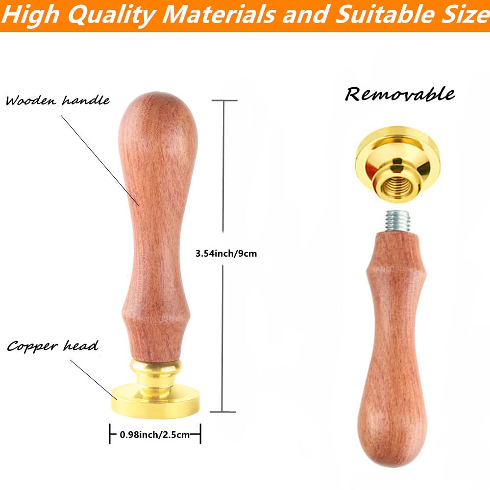 Animal Wax Seal Stamp with Removable Brass Head Wooden Handle for Envelope Sealing