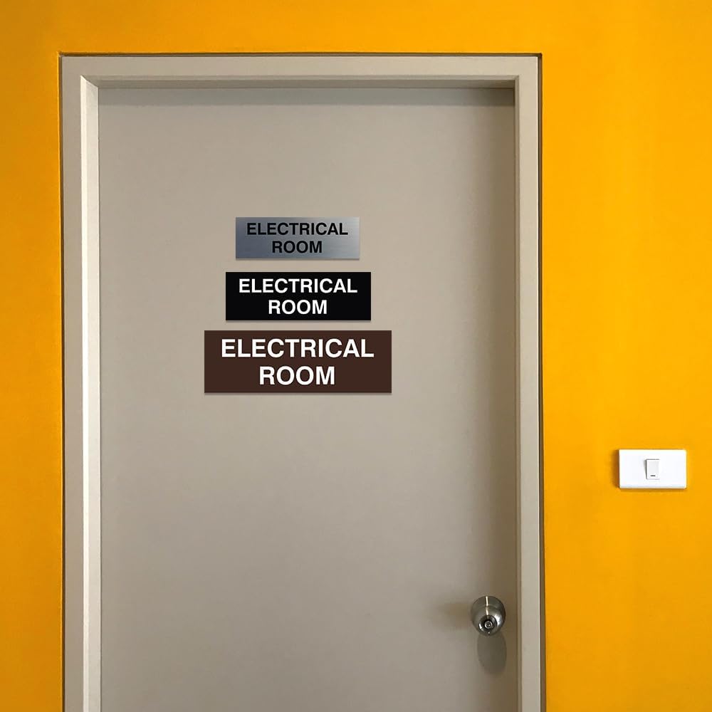 All Quality Basic Electrical Room Sign | Durable Construction | Building Safety - Red/Gold - Small (5 Pack)