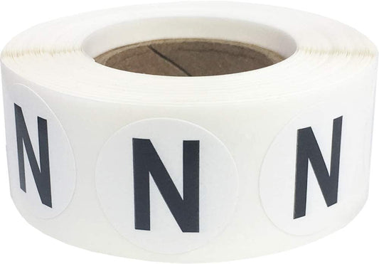 Letter N Inventory Labels .75 Inch Round Circle Dots 500 Adhesive Stickers