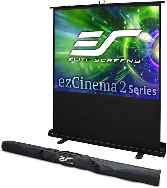 Elite Screens ezCinema 2, 120-inch 4:3 Aspect Ratio Portable Manual Floor Pull Up with Scissor Backed Projector Projection Screen Office Classroom Church Home Theater + Carrying Bag, F120NWV2