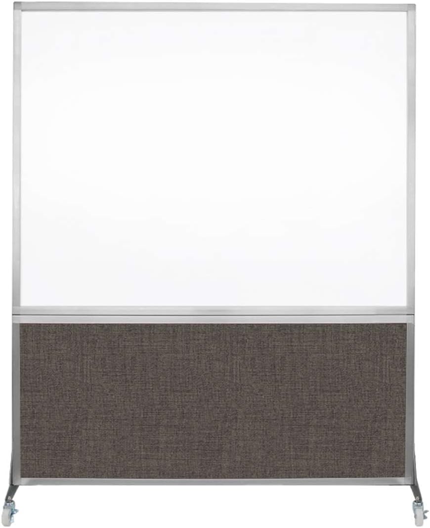 DivideWrite Mobile Whiteboard | Double Sided Dry Erase Board | Portable Office Cubicle Partition | Display for Classrooms, Conference Rooms, Meeting Areas and More | Mocha Fabric 5' Wide x 6' Tall
