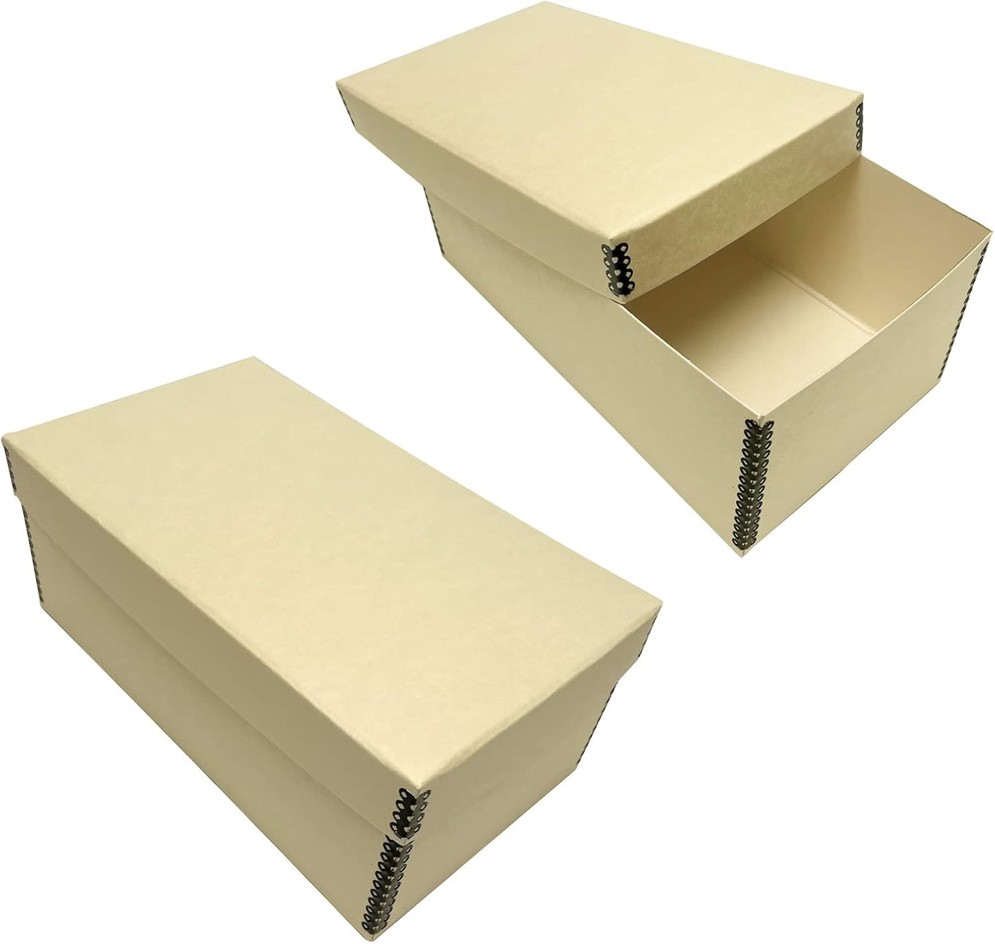 Lineco Photo Card Box, Museum-Quality Archival Storage, Acid-Free with Removable Lid, Bulk Storage for Negatives, Prints, Films, Photos, 4x6x12 Inches, Tan, 2 Pack