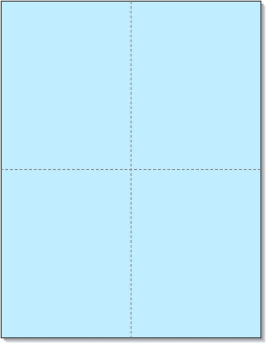 NextDayLabels - 8-1/2" x 11" Laser/Inkjet Postcards 4 Per Page, (4-1/4" x 5-1/2" Each Card | Blue, 200 Cards)