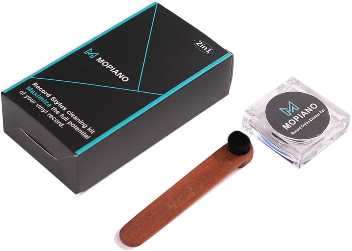 MOPIANO Record Stylus Cleaning Kit | Includes Turntable Cartridge Stylus Cleaner Gel,Anti-Static Stylus Cleaner Brush for Record Player Needles | Vinyl Record Cleaning Kit Accessories