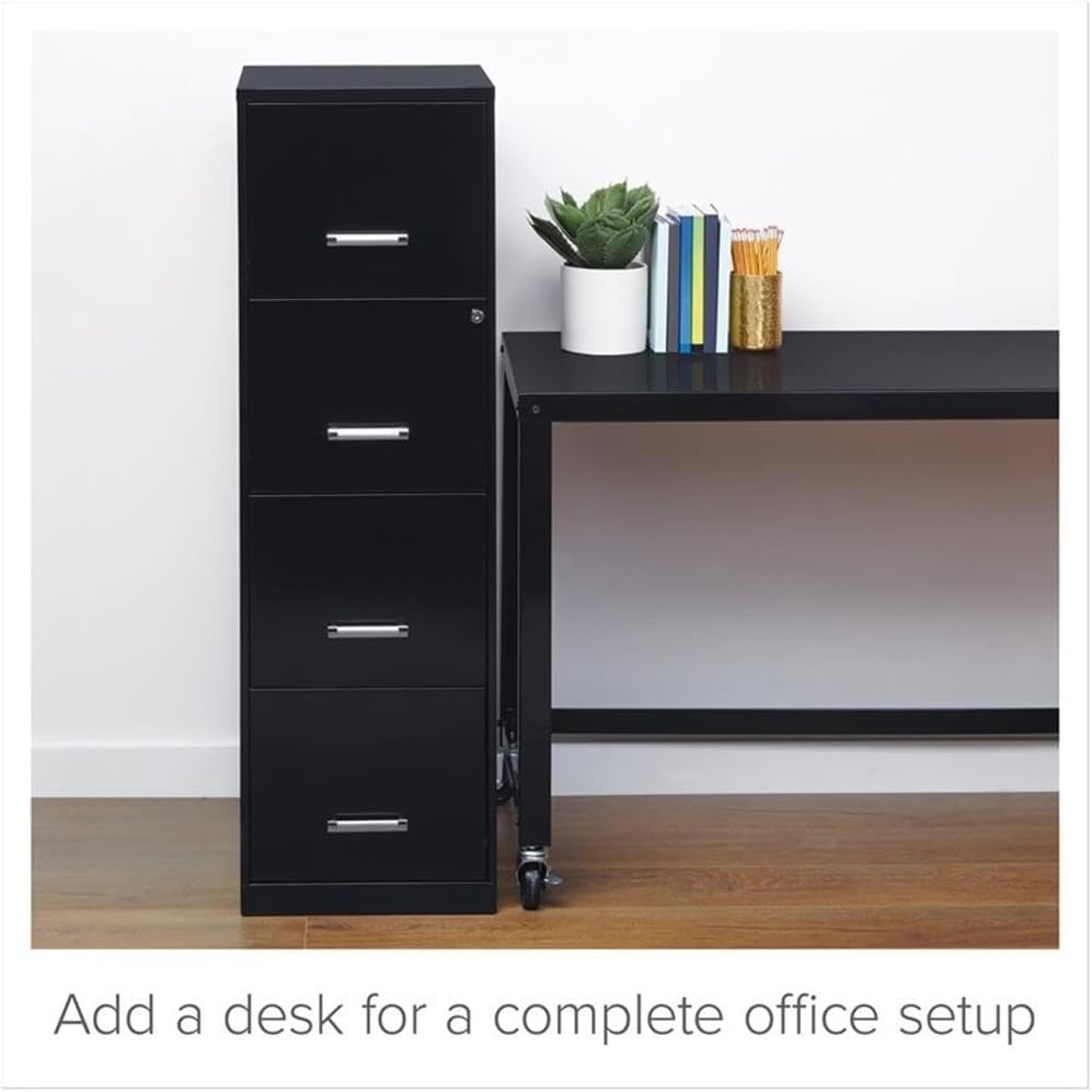 Pemberly Row 4 Drawers 46.38" Vertical Black Metal Filing Cabinet Lockable Pre-Assembled Stationary Letter Size for Home, Office
