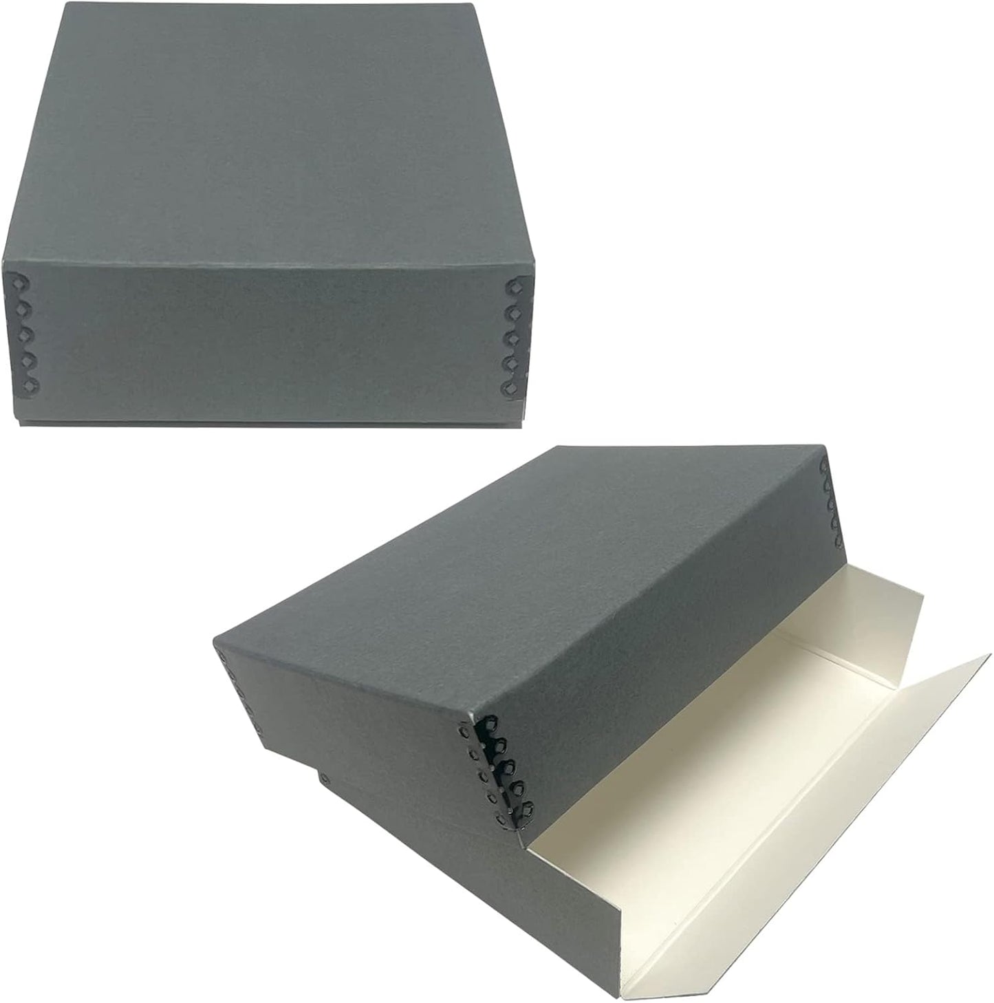Lineco Museum Archival Storage Box, 9.25x11.75x3 in. Drop Front Design. Acid-Free with Metal Edge. Organize Photos, Pictures, Prints, Documents, Crafts, DIY. Gray, 2 Pack