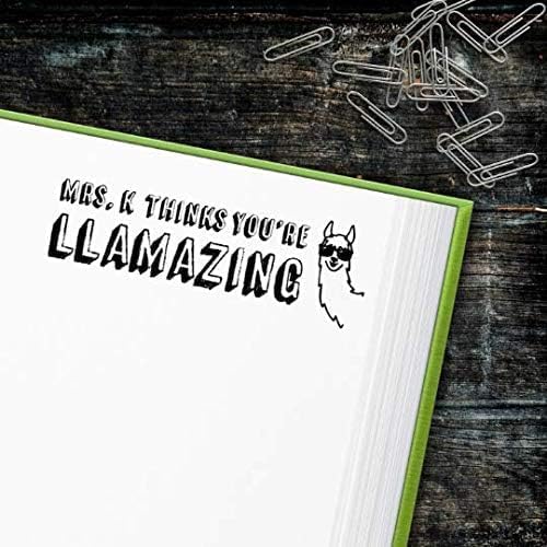 Custom Self-Inking Teacher Stamps | 49 Designs | Fun Teacher Phrases | Grading Made Easy | Classroom, Teacher and Library Book Stamps (Llamazing, Xtra Large)