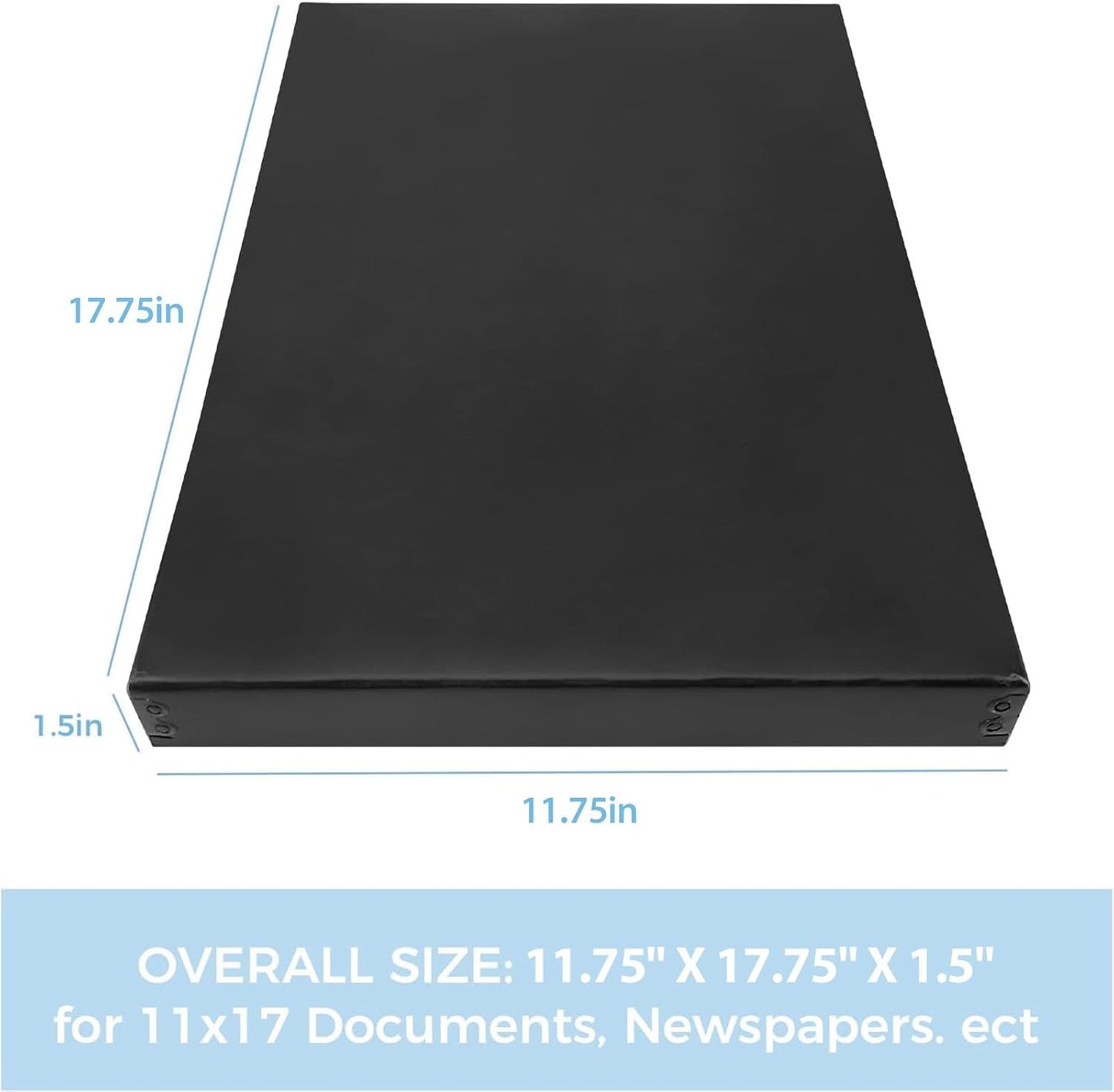 Lineco Museum Archival Storage Box, 11.75x17.75x1.5 in. Drop Front Design. Acid-Free with Metal Edge. Organize Photos, Pictures, Prints, Documents, Crafts, DIY. Black, 2 Pack
