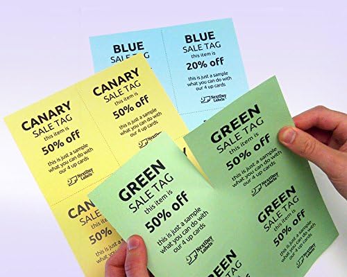 NextDayLabels 8-1/2" x 11" Laser/Inkjet Postcards 4 Per Page, (4-1/4" x 5-1/2" Each Card | Canary, 200 Cards)